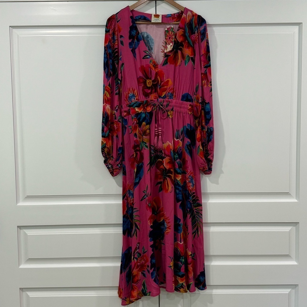 FARM RIO Long Sleeve Printed Midi Dress - Size Small - NWT - Picture 3 of 8